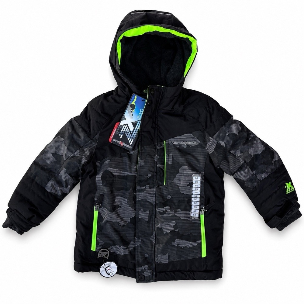 ZeroXposur Boys Winter Snowboard Ski Jacket Camo Black Green Boys Size 5/6 NWT